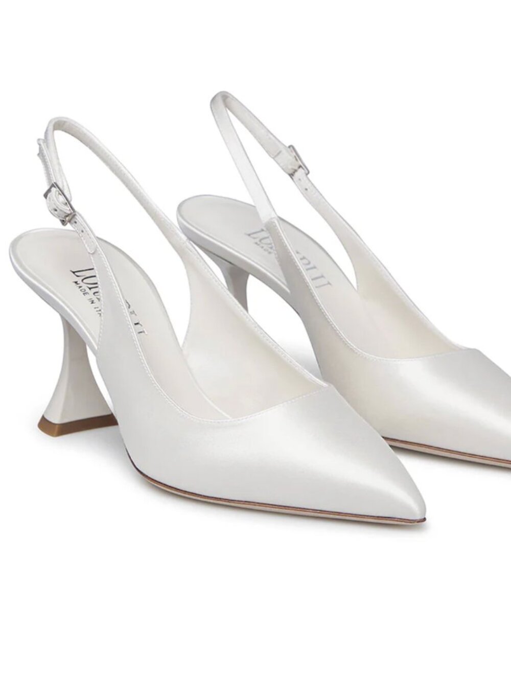 LORIBLU Ivory satin slingback pumps size 38